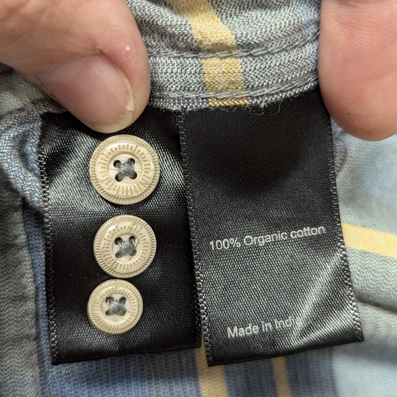 Wellen Light Blue Corduroy Plaid Button Down Casual Shirt XXL organic cotton - Picture 12 of 16